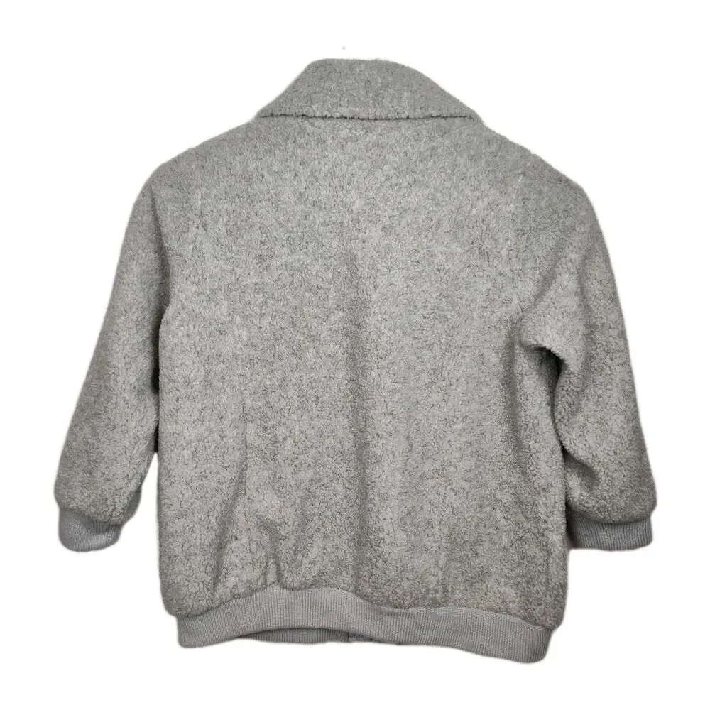 Roaman's Teddy-Bear Jacket Women's 1X 22/24 Gray‎ Full-Zip Pockets Wide Collar